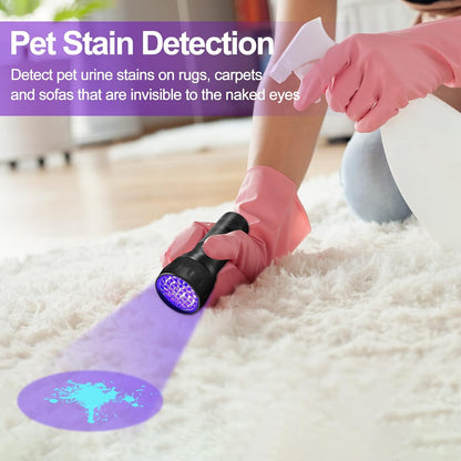 Black Light UV Light Flashlight, 21 LED 395Nm Ultraviolet Blacklight Flashlight Mini Pet Urine Detector for Dog/Cat, Dry Stains, Resin Curing, Matching with Pet Odor Eliminator(Batteries Are Included)3