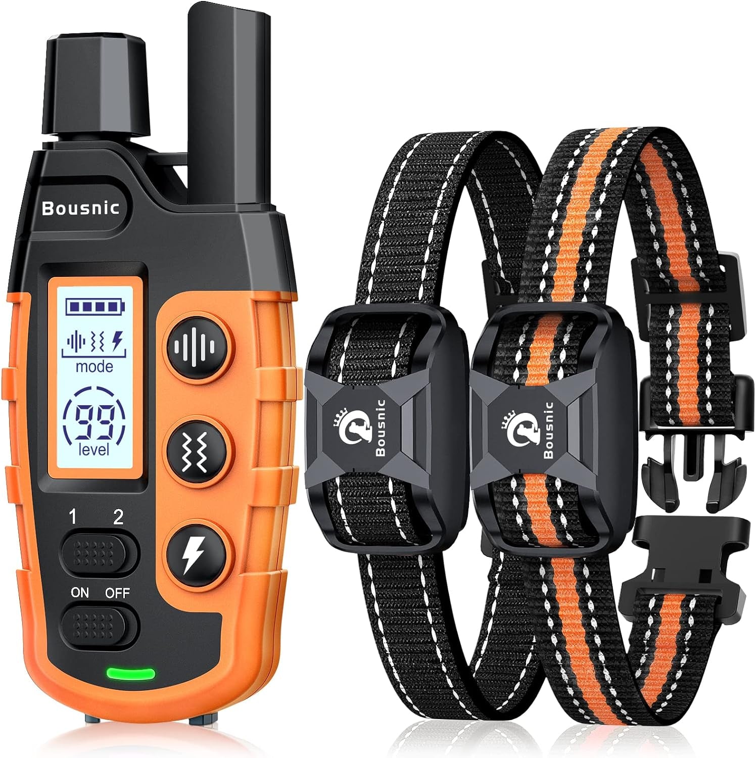 bousnic-dog-shock-collar-2-dogs-5-120lbs-3300-ft-waterproof-training-collar-for-dogs-large-medium-small-with-rechargeable-remote-beep-1-8-vibration-1-16-and-humane-shock-1-99-modes
