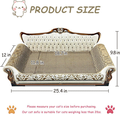 Luxury Cardboard Cat Scratcher Sofa Bed, Couch Shaped Scratching Board, Scratch Lounge with Catnip, Scratcher for Indoor Cats Large Grey3
