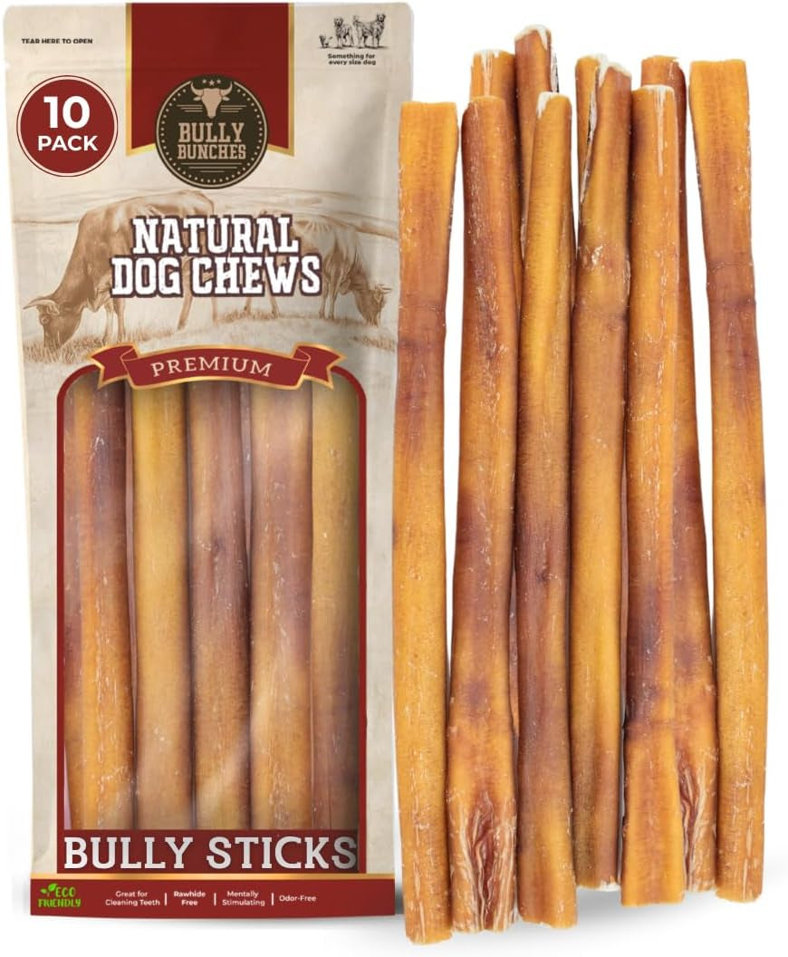 bully-bunches-premium-6-standard-5-pack-odor-free-bully-sticks-for-small-to-medium-dogs-puppies-consistently-sized-long-lasting-chews-for-oral-care-all-natural-100-beef-dog-treats