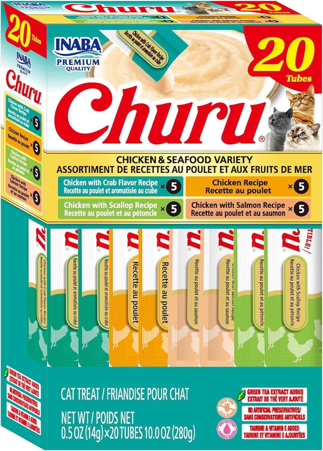 inaba-churu-cat-treats-lickable-squeezable-creamy-puree-cat-treat-with-green-tea-extract-taurine-0-5-ounces-each-tube-40-tubes-tuna-variety-box