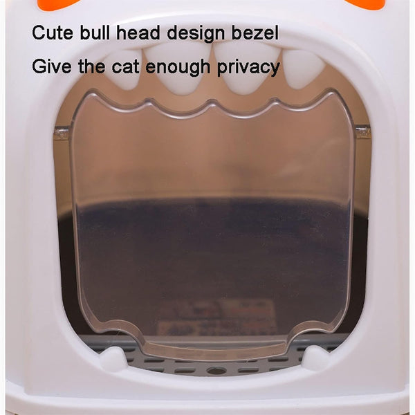 Dog Potty Training Toilet ﻿ Cat Litter Box Pan with Scoop and Hooded Cover Cute Large Cats Toilet Pet Kitty Enclosed Easy Clean(A)5