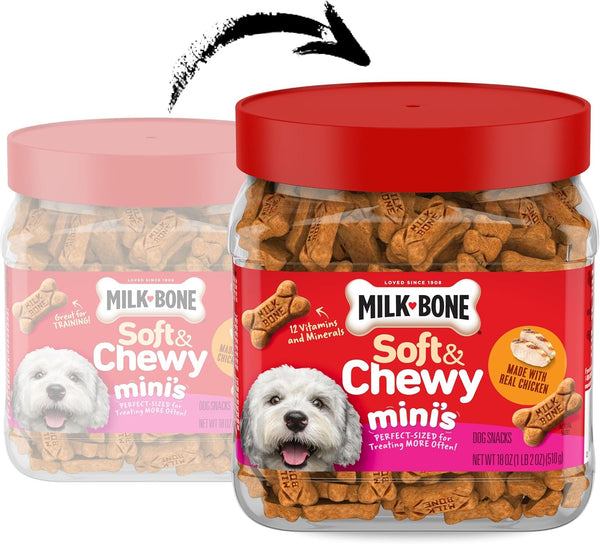 Milk-Bone Soft & Chewy Mini'S Dog Training Treats, 18 Oz Canister | Made with Real Chicken Breast, Small Dog Treats for Training and Rewarding, 18% Protein, Fortified with Vitamins and Minerals2