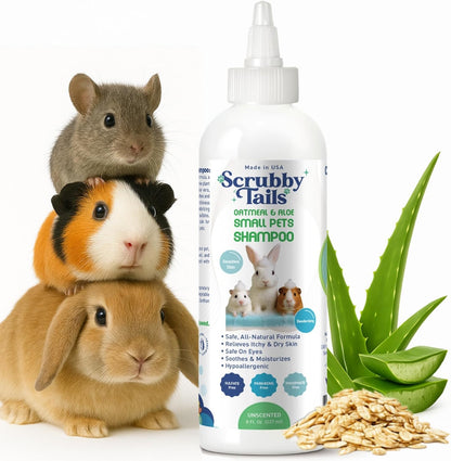 Natural Oatmeal & Aloe Vera Small Pets Shampoo for Guinea Pig, Bunny, Ferret & Rabbit Shampoo - Hypoallergenic for Sensitive Skin. 8 Fl. Oz. (Unscented)1