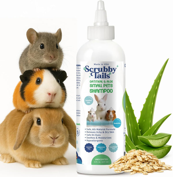 Natural Oatmeal & Aloe Vera Small Pets Shampoo for Guinea Pig, Bunny, Ferret & Rabbit Shampoo - Hypoallergenic for Sensitive Skin. 8 Fl. Oz. (Unscented)1