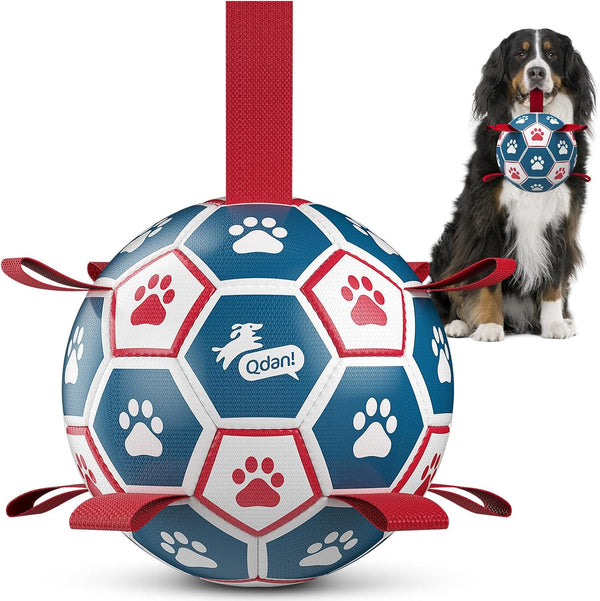 QDAN Dog Balls, 6 Inch Dog Soccer Ball with Straps, Herding Balls for Dogs | Outdoor Dog Toys Balls for 20-40 Lb Dogs, Puppy Ball to Keep Them Busy, Dog Pool Water Play Toy, Puppy Birthday Gifts22