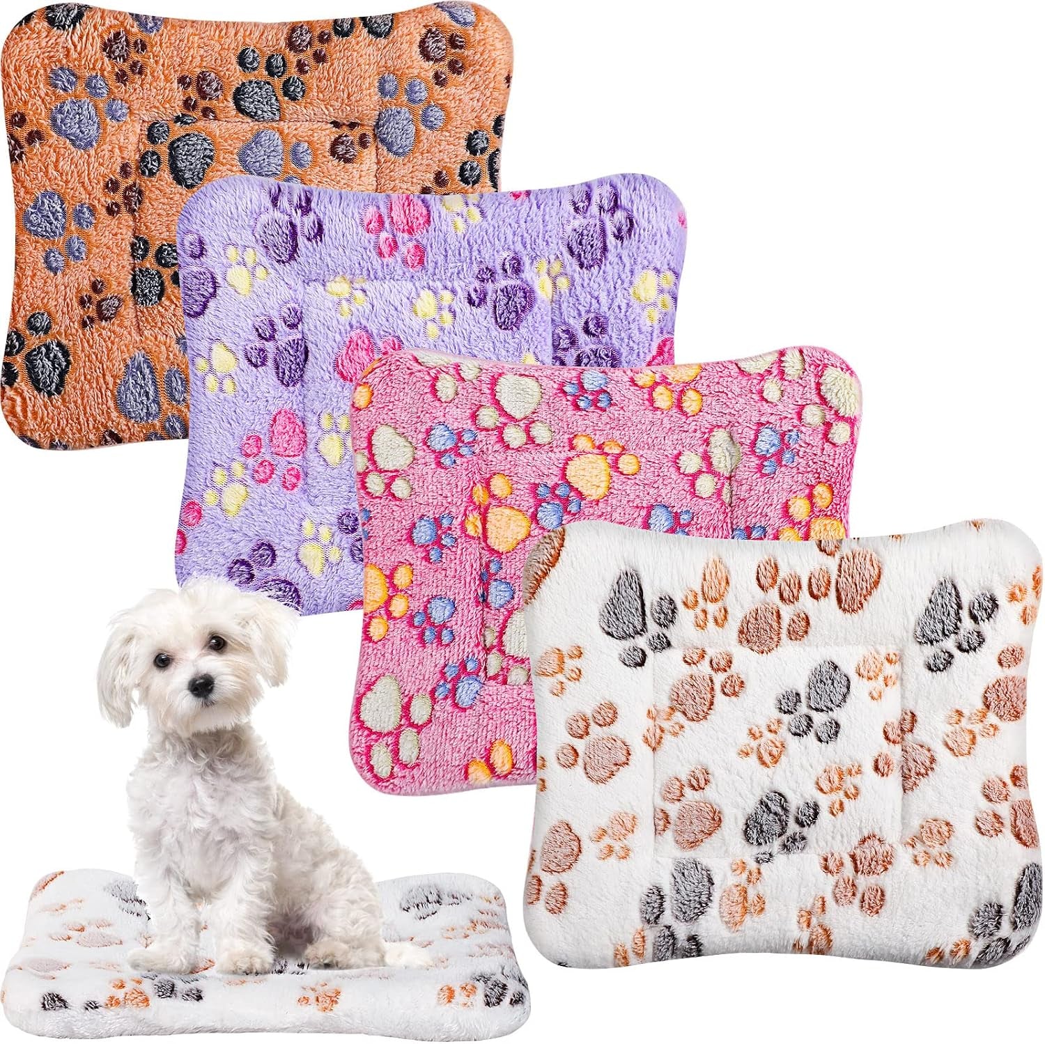tuanse-4-pack-ultra-soft-dog-cat-bed-mat-small-animal-guinea-pig-bed-with-cute-print-reversible-fleece-dog-crate-kennel-pad-cozy-washable-thickened-hamster-pet-beds-mat13-x-19-inches-light-gray