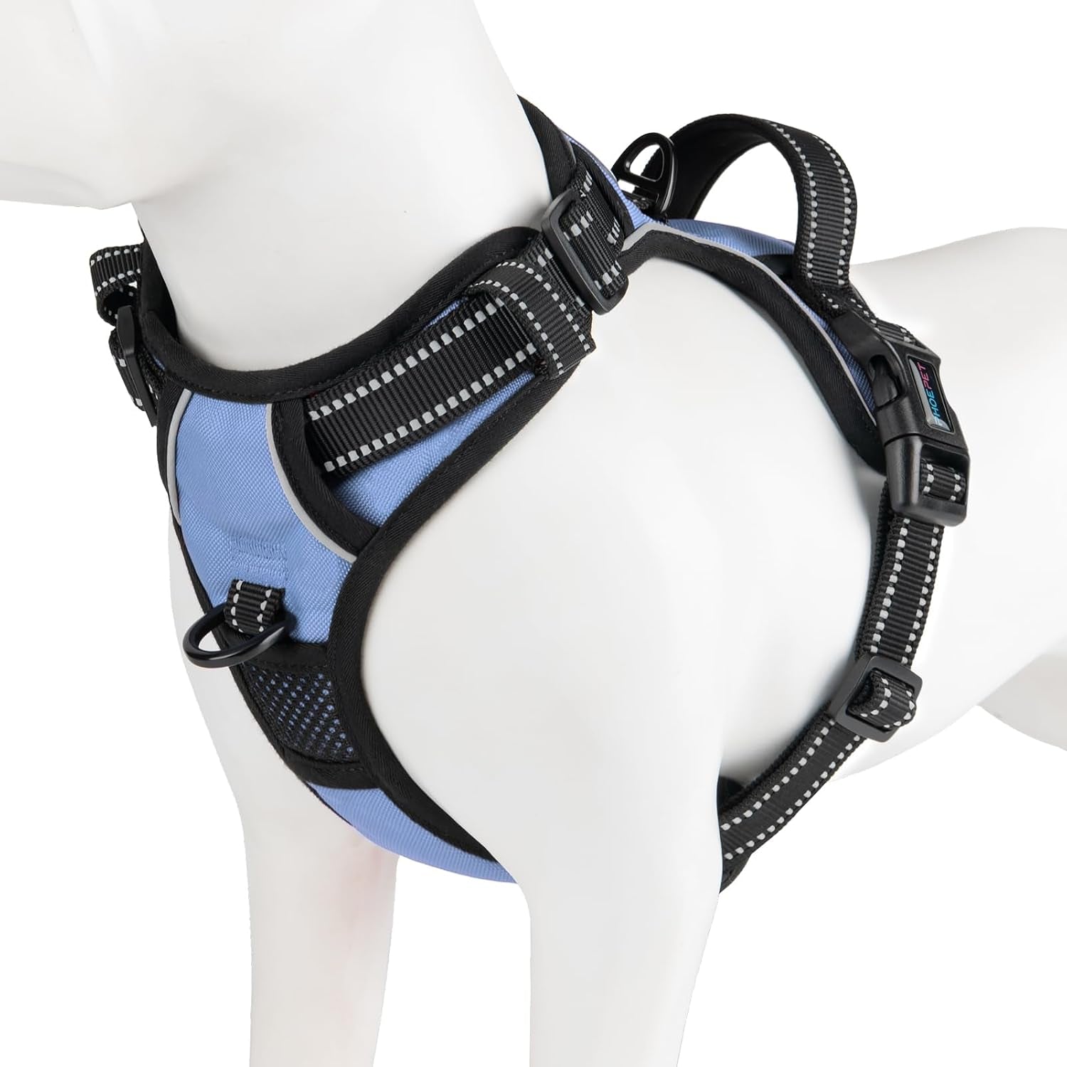 phoepet-no-pull-dog-harness-medium-reflective-front-clip-vest-with-handle-adjustable-2-metal-rings-2-bucklesm-grey