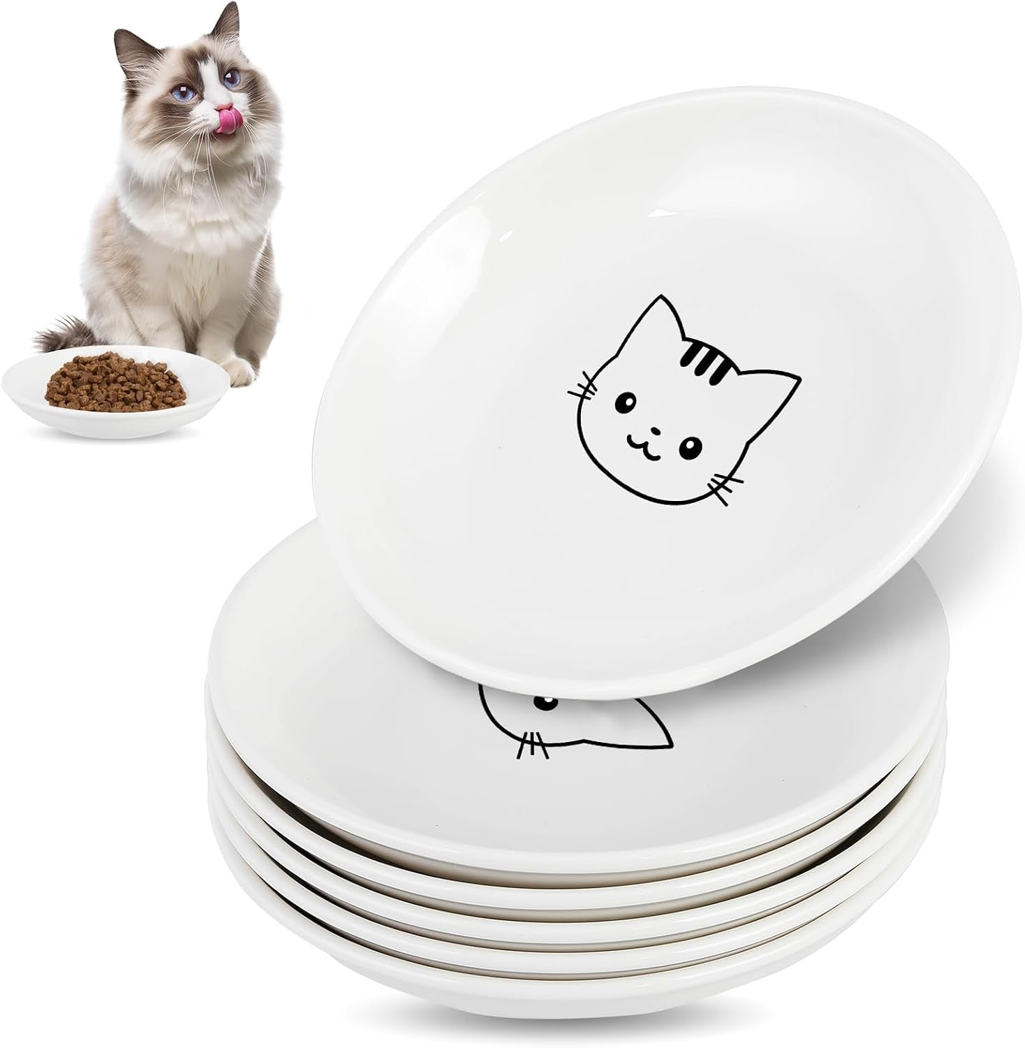 6-pack-cat-food-bowl-ceramic-cat-bowls-anti-whisker-fatigue-cats-bowl-set-5-5-inches-shallow-wide-kitten-plates-for-food-and-water-white-a