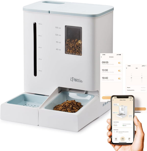 Ipettie Camera Automatic Cat Feeder and Water Dispenser, 5G/2.4Ghz Wifi | 2K HD Video, Night Vision, APP Scheduling & Alerts, 1 Filter Included, 300Oz Large Capacity for 2 Weeks, FW54 Camera Version9