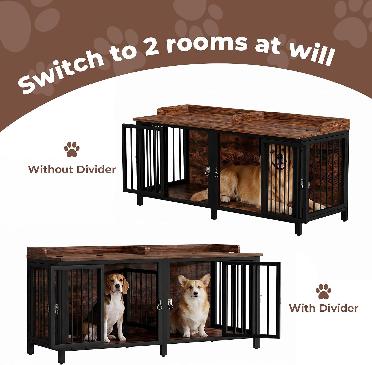 boinn-63-heavy-duty-dog-crate-furniture-with-4-doors-removable-divider-openable-top-indoor-dog-kennel-with-raised-edge-tabletop-double-dog-cage-for-medium-large-dogs-decorative-pet-crate