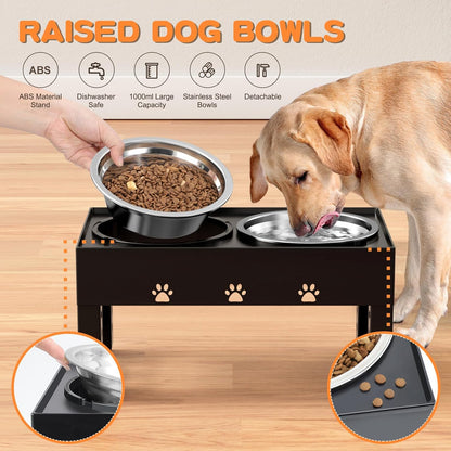 Elevated Dog Bowls with 2 Stainless Steel Bowls, 5-Height Adjustable Stand (3.1", 9" to 12"), for Improved Digestion & Neck Support, Easy Clean, Non-Slip Base Raised Feeder for Medium Large Dogs8