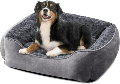 JOEJOY Rectangle Dog Bed for Large Medium Small Dogs - Washable Orthopedic Sofa Bed, Soft Breathable Puppy & Pet Cuddler, Durable Calming Dog Bed with Anti-Slip Bottom, Multiple Sizes, Beige12