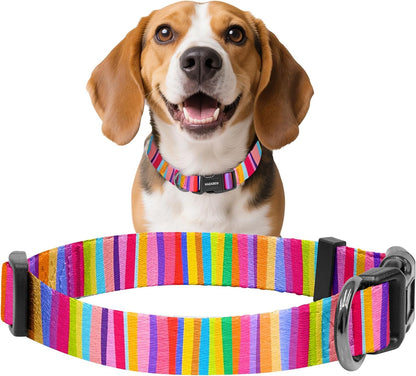 Kazazoo Dog Collar Cute and Soft Nylon Puppy Collar Girl Dogs, Adjustable Purple Dog Collars for Medium Dogs, Purple Flowers-M25