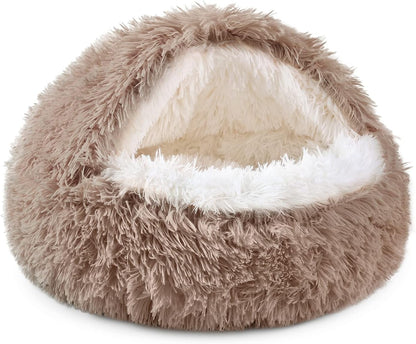 NOYAL round Hooded Donut Dog Bed for Small & Medium Pets - Plush Fluffy Anti-Anxiety Cat Cave Bed with Cover18