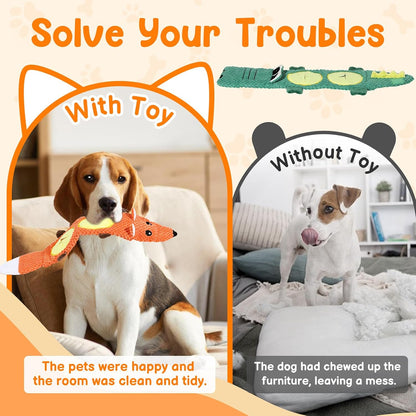 2 Pack Dog Toys for Aggressive Chewers - Interactive Dog Toys, Interactive Puppy Dog Chew Toys with Squeaker & No Stuffing Dog Puzzle Toy (Suitable for Small and Medium Dogs)4