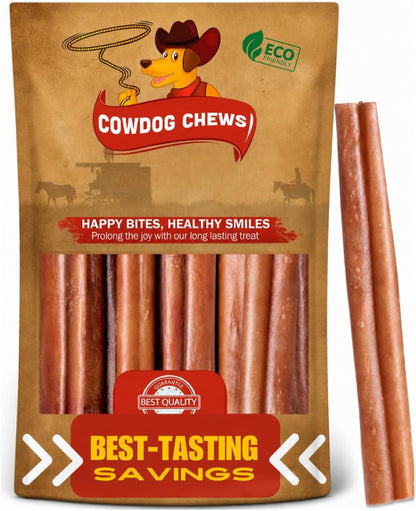 Cowdog Chews Beef Bully Stick: Odor-Free, Fully Digestible Beef Collagen Chews (5-7", 10 Count) - Natural, Grain-Free, Long-Lasting Collagen Bully Stick Substitute for All Dog Breeds1