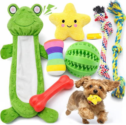 LOYEE 8 Pack Puppy Toys for Small Dogs, Luxury Dog Chew Toys with Squeaky Plush Toys, Rope Toys and Ball, Teething Toys for Puppy Supplies1
