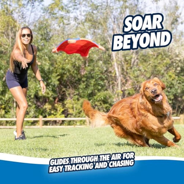 Chuckit! Flying Squirrel Fetch Dog Toy - Water Floating Flyer - Soft and Durable Polyester Canvas Construction - for Large Dogs - Size Large - 11-Inch Diameter - Pack of 1 - Orange and Blue2