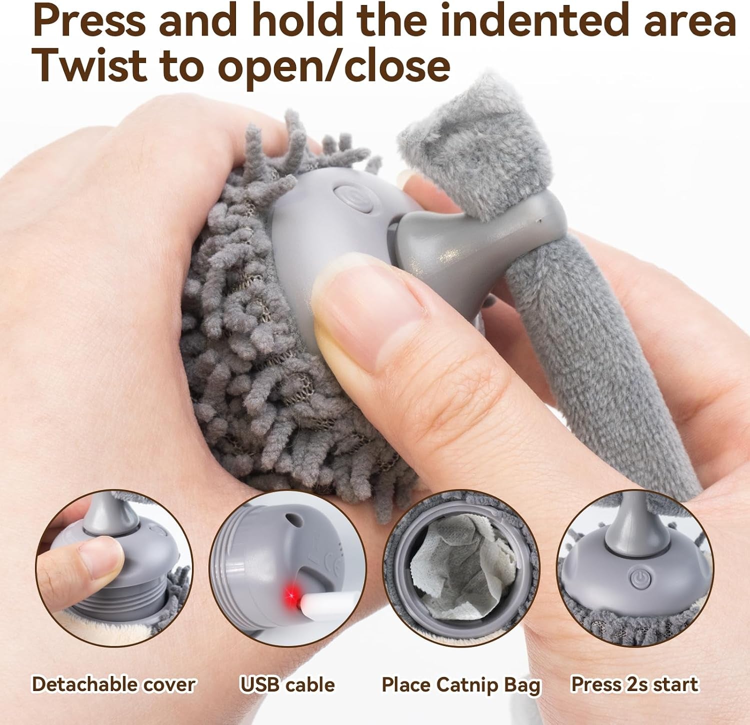 migipaws-interactive-hedgehog-cat-toy-360-rolling-spin-with-soft-plush-tail-for-indoor-cats-smart-motion-sensor-realistic-squeak-rechargeable-plush-kitten-toy-grey