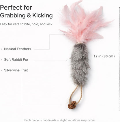 3 Pack Rabbit Fur Catnip Toys with Feathers – Interactive Carrot Cat Toys with Galls Fruit for Indoor Cats and Kittens2