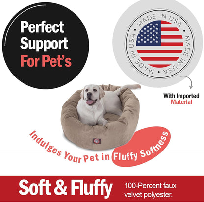 Majestic Pet 40 Inch Micro Velvet Calming Dog Bed Washable – Cozy Soft round Dog Bed with Spine for Head Support - Fluffy Donut Dog Bed 40X29X9 (Inch) – round Pet Bed Large – Pearl2