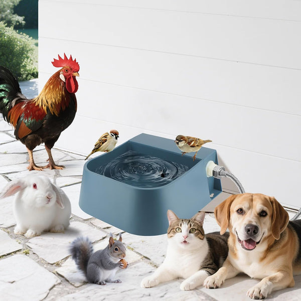 Outdoor Water Bowl for Dogs– 2L Automatic Dog Water Dispenser with 59" Hose and Float Valve, Ideal for All Kinds of Animals (Fits 3/4" GHT Faucet)1