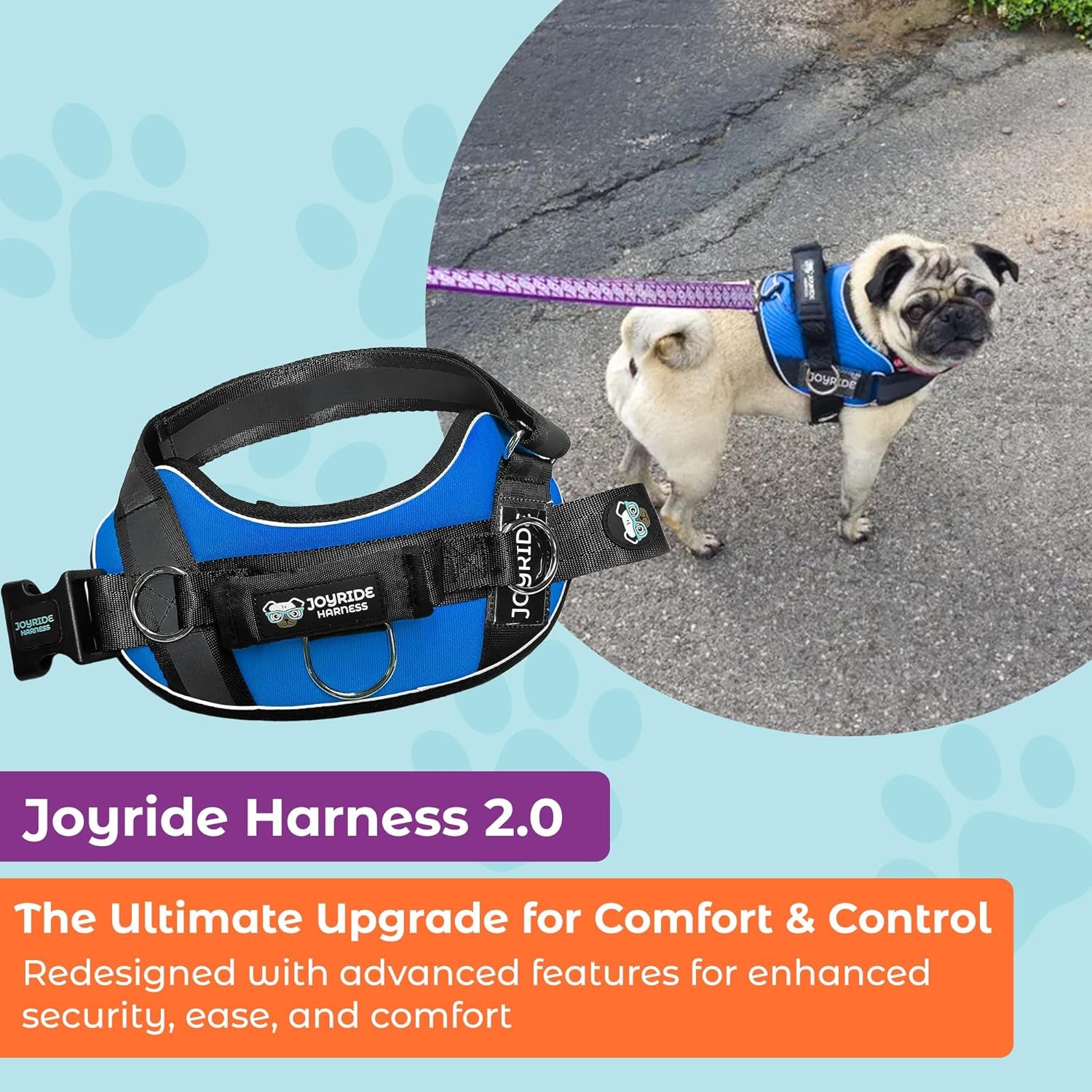 joyride-dog-harness-2-0-no-pull-blue-2-0-m-reflective-no-choke-quick-fit-vest-with-3-leash-clips-and-escape-resistant-design-for-easier-walks-and-training