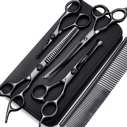 Gimars Titanium Coated Professional 6 in 1 4CR Stainless Steel Dog Grooming Scissors with Safety round Tip, Heavy Duty Pet Grooming Scissor for Dogs, Cats and Other Animals13