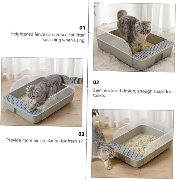ERINGOGO Semi-Closed Cat Litter Box Potty with Detachable Anti-Splash Durable Pan Small Gray for Kitten Toilet and Cat Housebreaking7