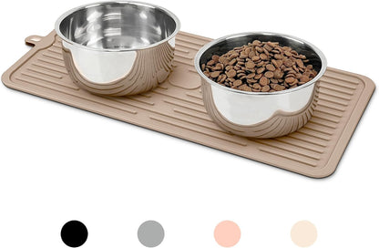 Ptlom Pet Placemat for Dog and Cat, Mat for Prevent Food and Water Overflow, Suitable for Medium and Small Pet, Grey, Silicone9