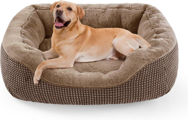 INVENHO Medium Dog Beds for Medium Dogs Washable, Rectangle Dog Bed Medium Size Dog, Orthopedic Dog Bed, Warming Soft Calming Sleeping Puppy Bed Durable Pet Bed with Anti-Slip Bottom M(30"X24"X9")48