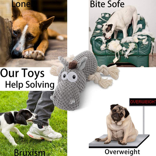 Sedioso Dog Toy, Large Dog Squeaky Toys, Stuffed Animal Dog Plush Toy for Puppy, Small, Middle, Large Dogs (Donkey(Grey))3
