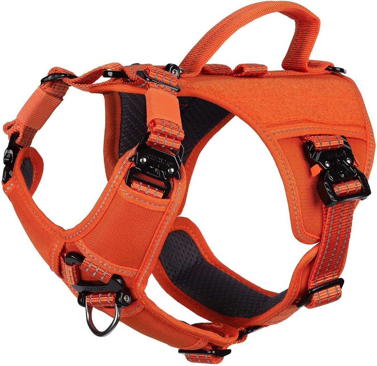 icefang-quick-moving-tactical-dog-harness-for-large-dogs-no-pull-dog-vest-control-handle-reflective-full-metal-buckles-adjustable-hook-and-loop-panel-soft-padded-pink-large