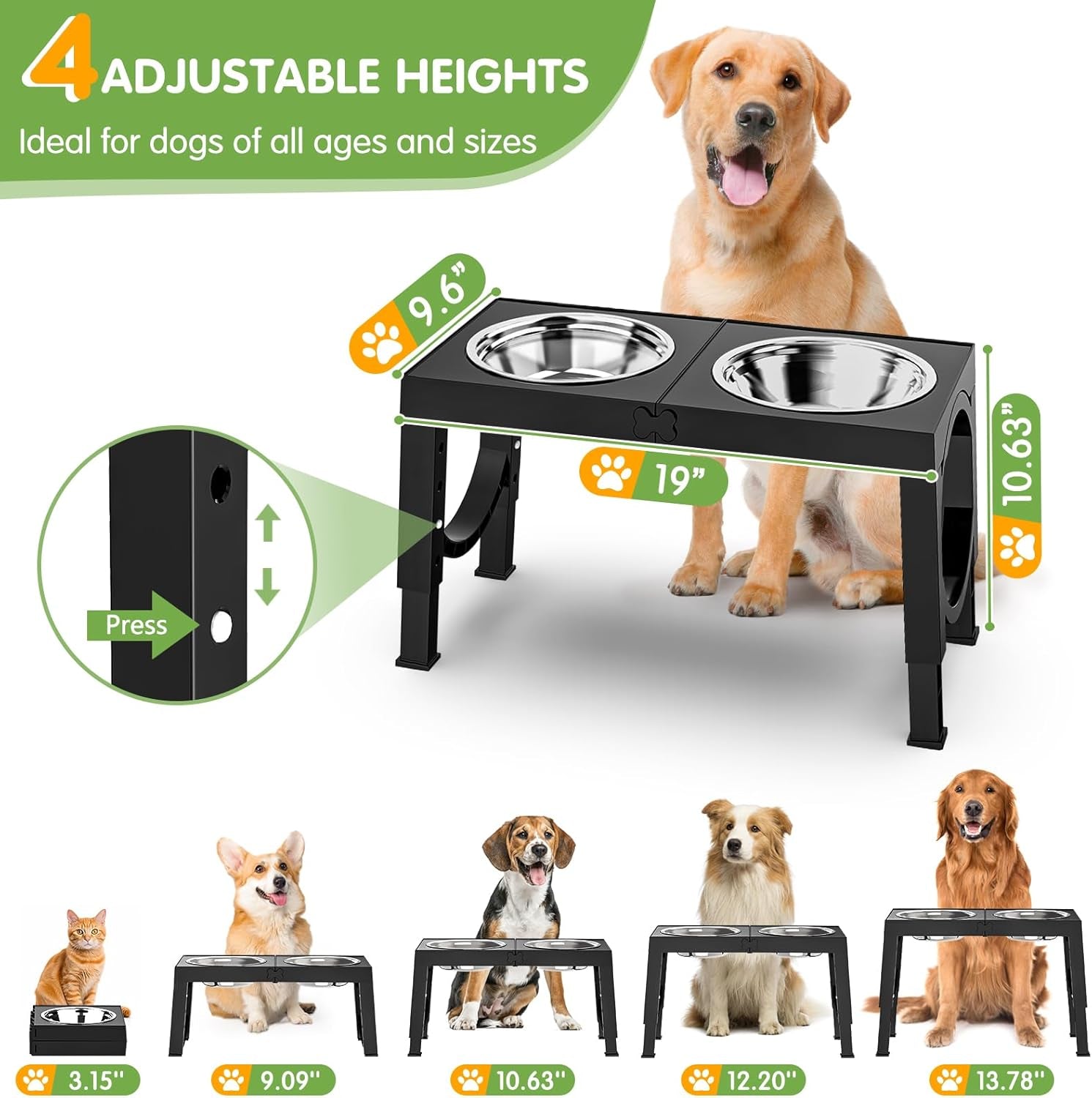 xiaz-elevated-dog-bowls-large-breed-raised-dogs-bowl-stand-large-medium-sized-dog-stainless-steel-food-water-bowl-stands-5-heights-adjustable-9-11-12-14in-black-pet-feeder-dish-station
