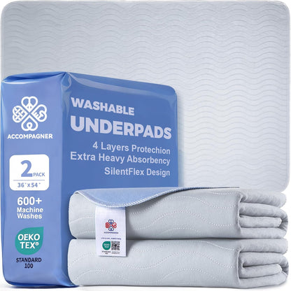 Accompagner Incontinence Bed Pads Washable Waterproof, Ultra-Absorbent Reusable Underpads for Diaper Changing, Nursing, Bedridden, Adults, Seniors, Kids and Dogs (Blue, 24"X24"(Pack of 6))20