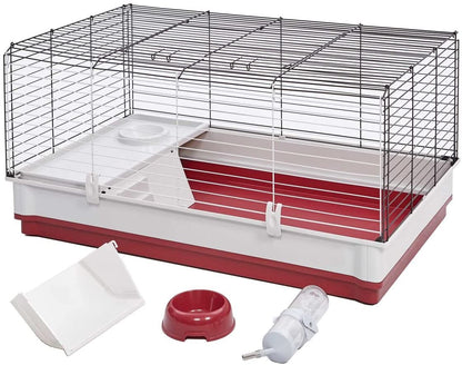 Midwest Homes for Pets 158 Wabbitat Deluxe Rabbit Home, Rabbit Cage, 39.5 L X 23.75 W X 19.75 H Inch, Maroon/White4