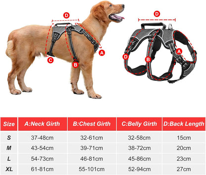 HEELE Dog Harness, Escape Proof Dog Harness, Release on Neck, No Pull Reflective Adjustable Vest with Durable Handle, Dog Harness for Outdoor Training Walking, Dog Harness for Large/Active Dogs, L2