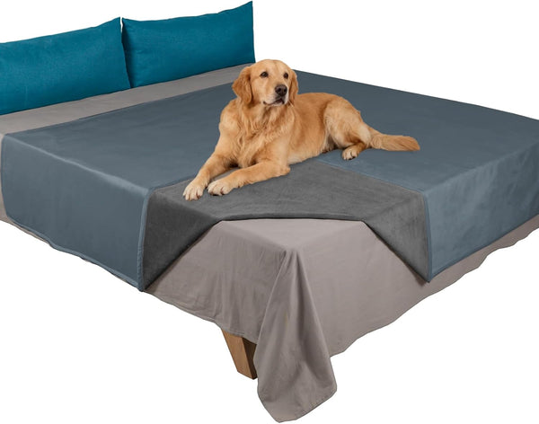 Ameritex Pet Bed Blanket Reversible 100% Waterproof Velvet Super Soft for Sofa and Bed (82X102 Inches, Cream+Sand)13