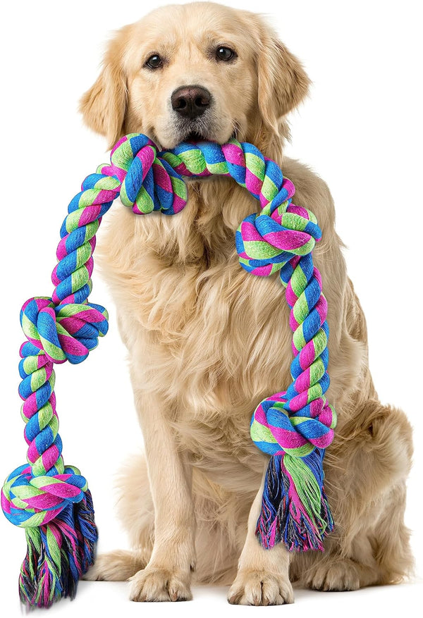 Aitmexcn Interactive Dog Rope Toys Tug of War, Tough Dog Toys for Large, Medium & Small Dogs, 100% Cotton Chew Toys for Boredom, Pull Ball Rope Teeth Cleaning7