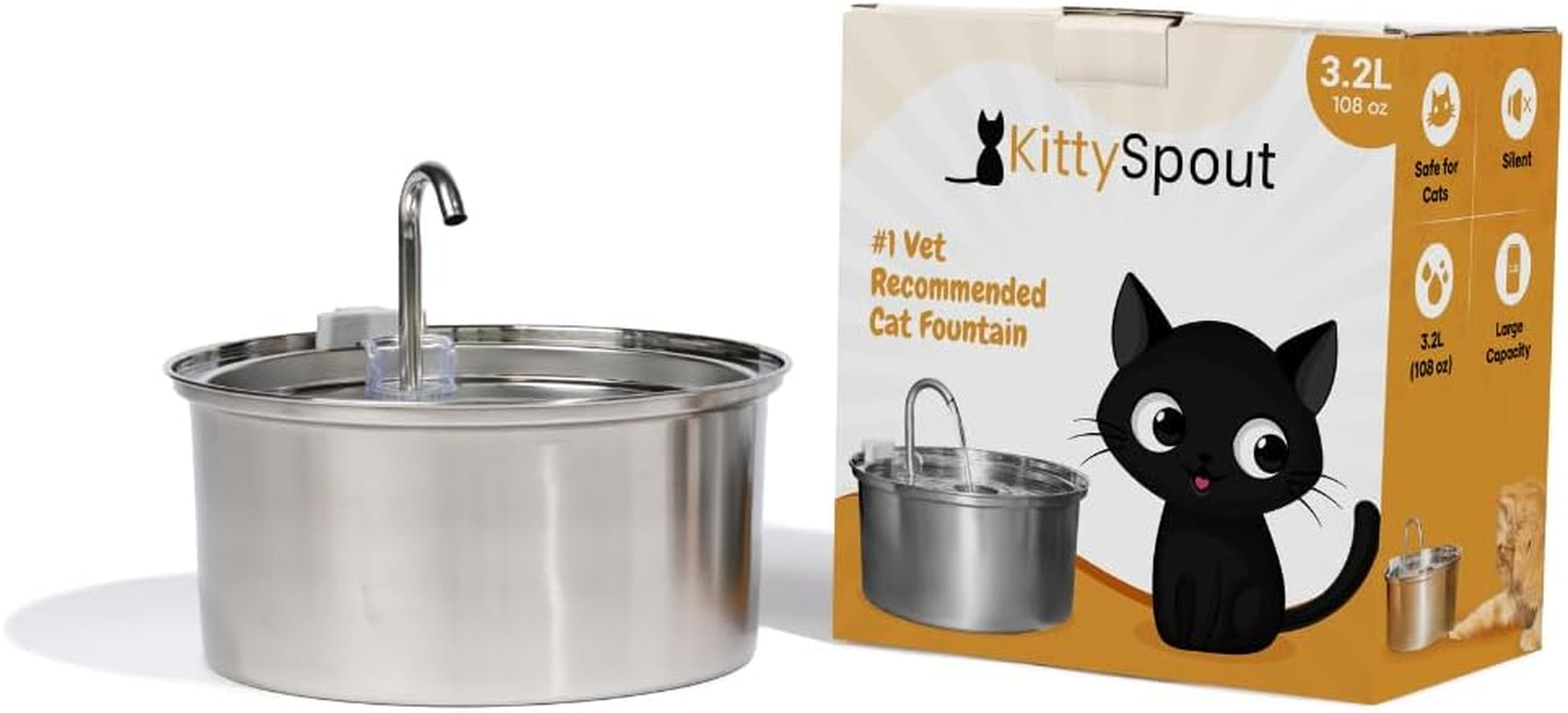 kittyspout-stainless-steel-cat-water-fountain-automatic-drinking-fountain-quiet-circulating-water-bowl-dishwasher-safe-indoor-pet-fountain-for-hydrated-healthy-cats-stainless-steel-4l-corded