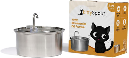 Kittyspout Stainless Steel Cat Water Fountain Automatic Drinking Fountain, Quiet Circulating Water Bowl, Dishwasher Safe, Indoor Pet Fountain for Hydrated Healthy Cats (Stainless Steel, 4L Corded)10