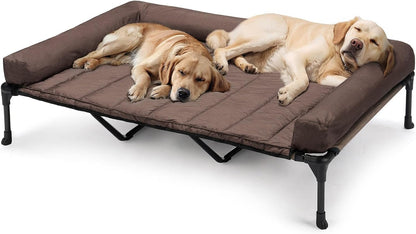 Veehoo Outdoor Elevated Dog Bed with Waterproof Bolster Cushion, Cooling | Raised Dog Bed with Removable & Washable Mat Topper, Breathable Mesh, Dog Couch Cot for Indoor Outdoor, 42", Large, Black10