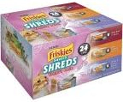 Purina Friskies Gravy Wet Cat Food Variety Pack, Shreds with Beef, with Chicken, and Turkey and Cheese Dinner - (Pack of 24) 5.5 Oz. Cans4