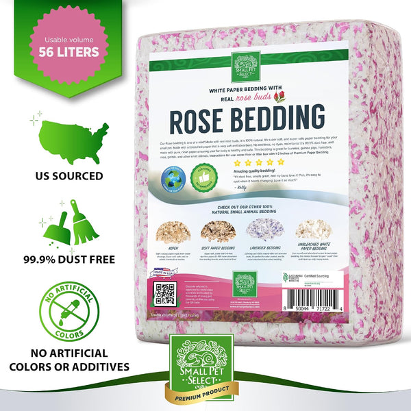 Small Pet Select Rose Paper Bedding, Odor Control, 56 L | with Real Rose Petals, Soft Absorbent Bedding, Made in USA, for Guinea Pigs, Rabbits, Hamsters & Small Pets3