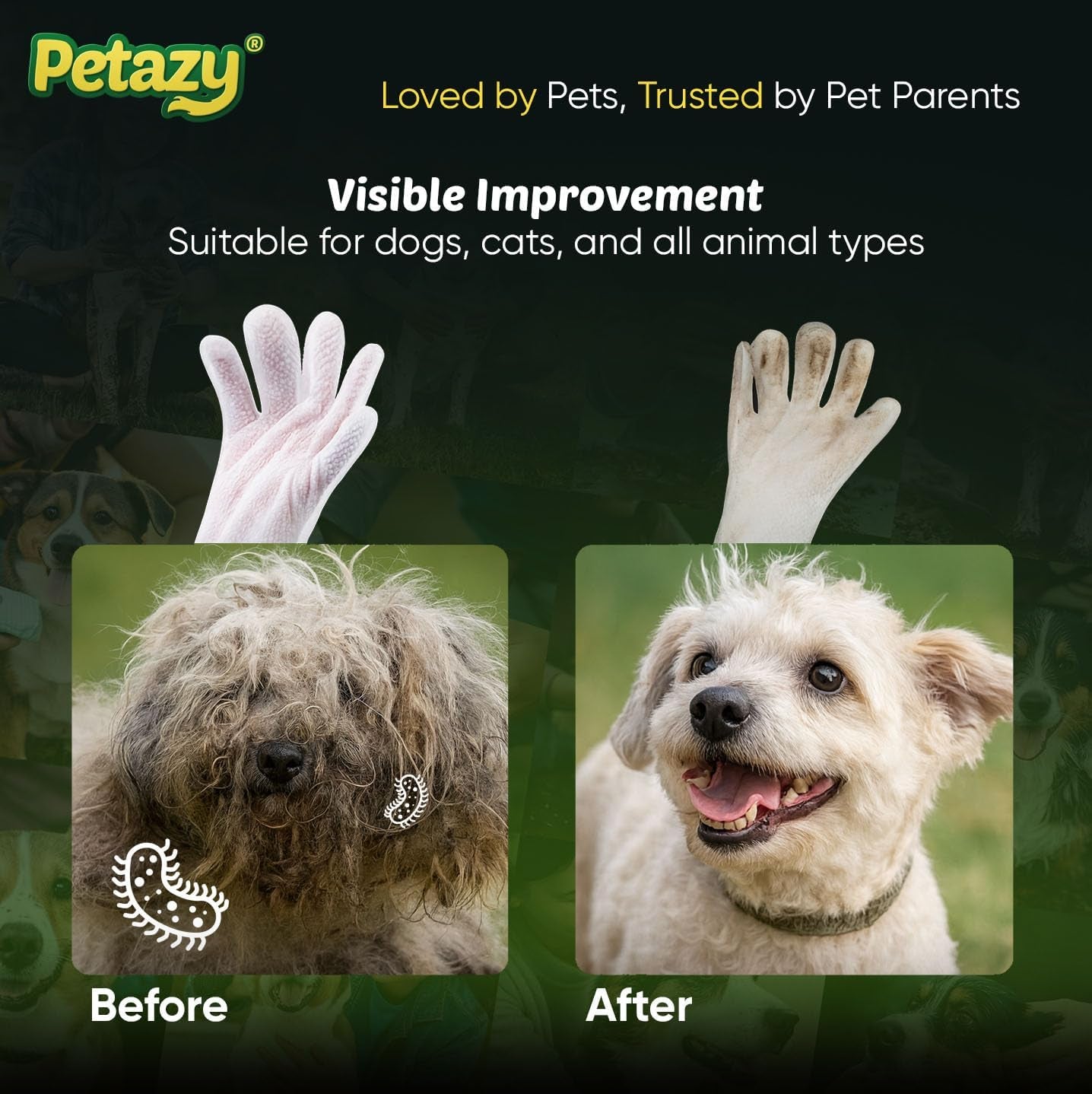 petazy-pet-glove-wipes-for-dogs-cats-hypoallergenic-thick-cleaning-gloves-with-aloe-coconut-oil-for-paws-face-ears-butt-instant-no-rinse-grooming-wipes-to-deodorize-and-hydrate-25-pack