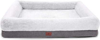 WINDRACING Orthopedic Dog Beds for Medium Dogs, Waterproof Egg Foam Dog Sofa Bed with L Bolster Sides, Washable Medium Pet Bed with Removable Cover & Non-Slip Bottom, 36 X 23 Inch, Gray12