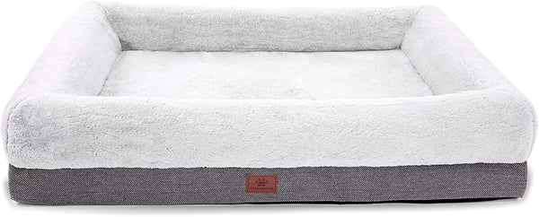 WINDRACING Orthopedic Dog Beds for Medium Dogs, Waterproof Egg Foam Dog Sofa Bed with L Bolster Sides, Washable Medium Pet Bed with Removable Cover & Non-Slip Bottom, 36 X 23 Inch, Gray12