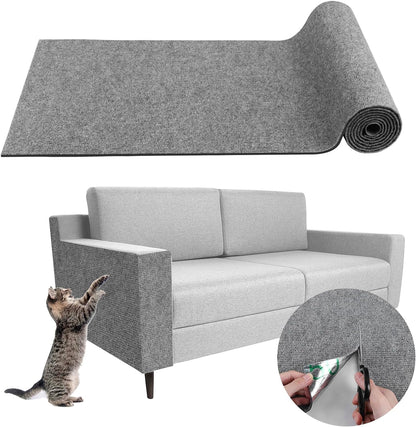 LSGCQ Cat Scratch Mat Self Adhesive Cat Scratch Furniture Protector | Self Adhesive Cat Scratching Mat Replacement for Cat Tree Post Couch Wall Furniture Protector (39.3" X 15.8", Light Gray)1