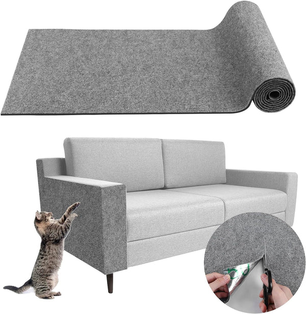 LSGCQ Cat Scratch Mat Self Adhesive Cat Scratch Furniture Protector | Self Adhesive Cat Scratching Mat Replacement for Cat Tree Post Couch Wall Furniture Protector (39.3" X 15.8", Light Gray)1